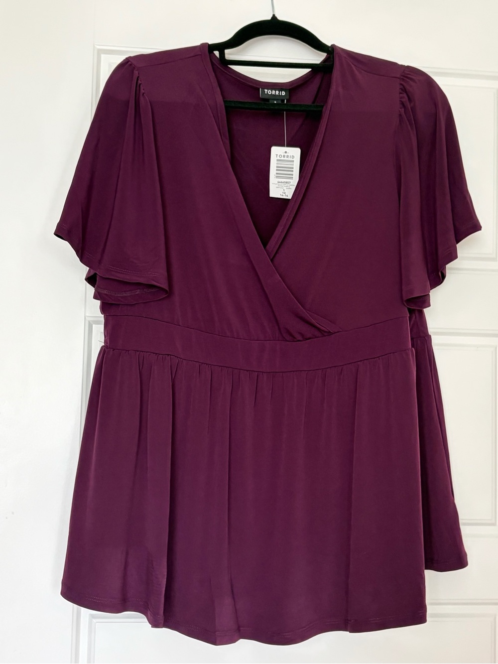 Torrid 1X Plum Wrap Front Peplum Top